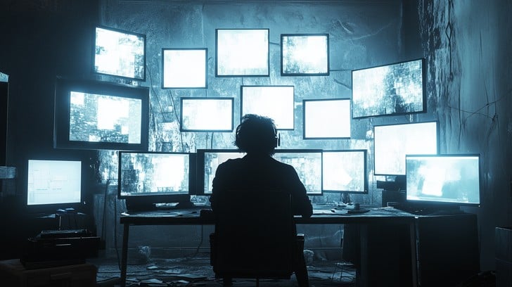 Remote monitoring interface showing security camera feeds